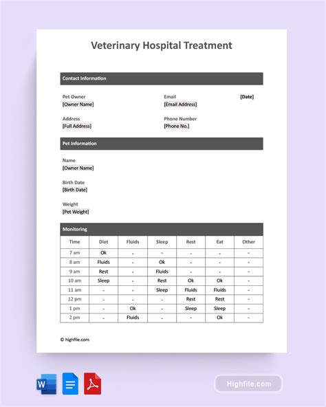 Pet Health Record Template Word Excel Pdf Docs And Sheets