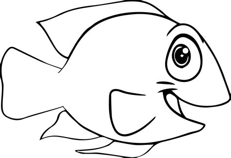 Good Cartoon Fish Coloring Page Sheet