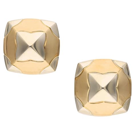 Bulgari Pyramid 18 Carat White Gold And Diamond Ear Clips For Sale At 1stdibs