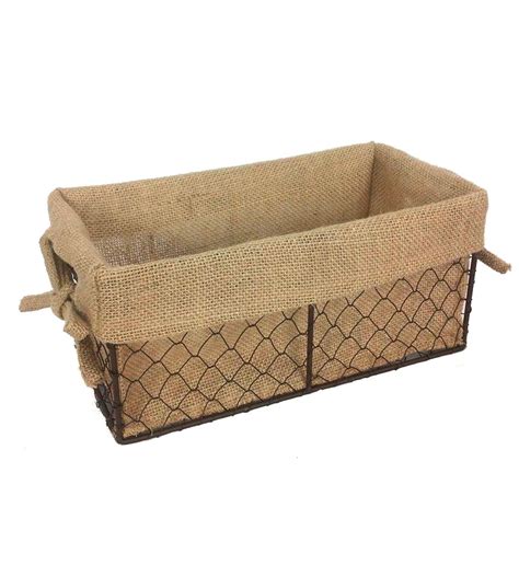 Organizing Essentials 11x6 Wire Basket With Burlap Liner Hi Res For