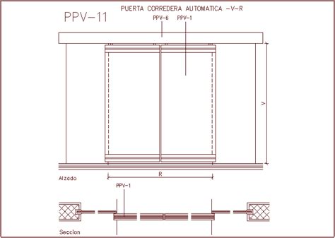 Automatic Sliding Door Design View With Sectional View Dwg File Cadbull