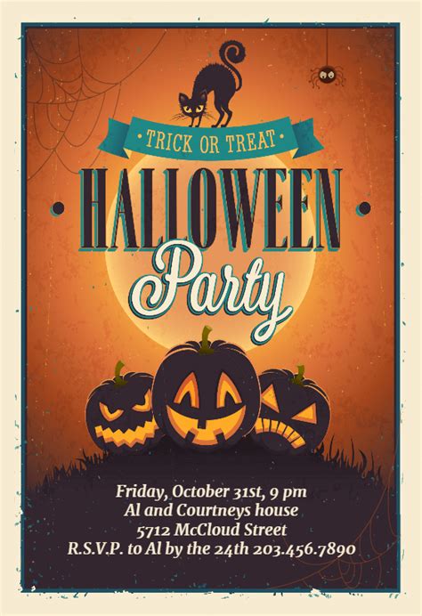 vintage party halloween party invitation template