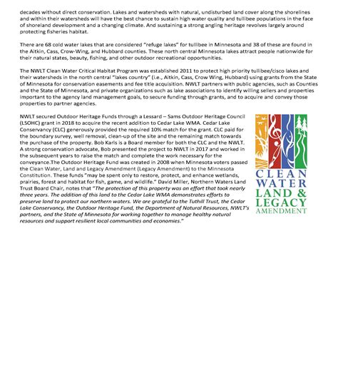 Cedar Lake WMA, Aitkin Independent Age - Northern Waters Land Trust