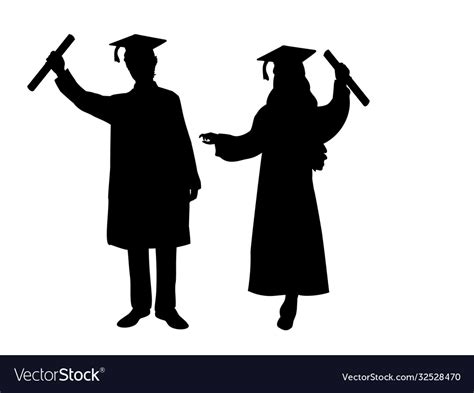 Silhouettes Happy Boy And Girl Graduates Vector Image