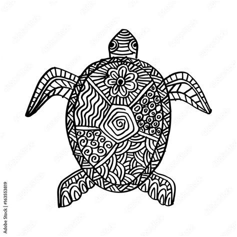 Drawing zentangle turtle ilustración de Stock Adobe Stock
