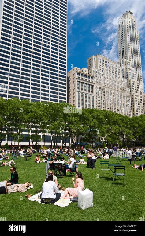 Bryant Park In Midtown Manhattan At 42nd Street With The Grace Building