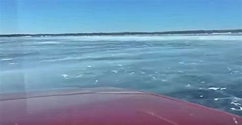 Truck Falling Through The Ice On Lake Winnpeg Captured On Video