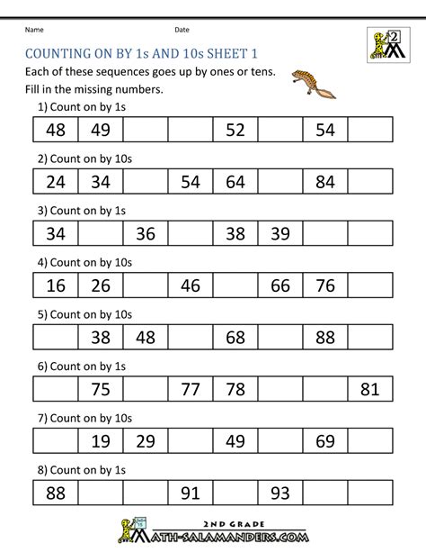 Grade 2 Math Number Practice Worksheets Skip Counting By 20