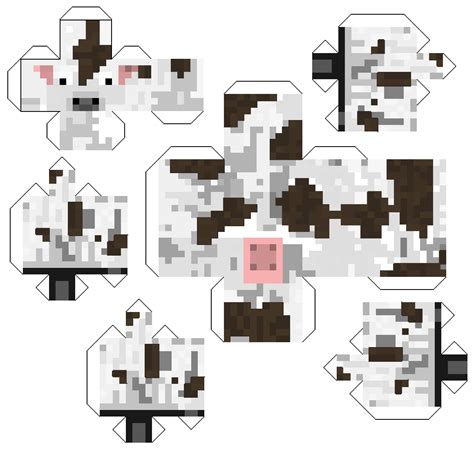 Papercraft White Cow W Brown Spots Gato Minecraft Cool Minecraft