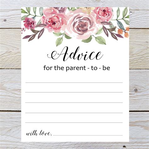 Advice for the parents to be, Baby shower advice, Advice cards, Advice for parents, Printable 