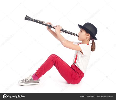Picture Girl Playing Clarinet Little Girl Playing