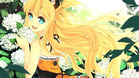 Wallpaper Illustration Blonde Flowers Long Hair