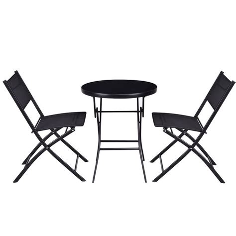 Giantex 3pc Bistro Set Folding Round Table And Chair Set Outdoor