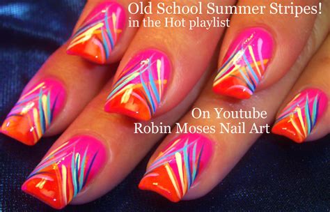Nail Art By Robin Moses Striped Spring Nail Art 2016 Thats Easy Enough