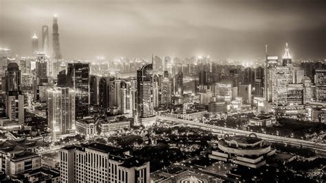 Black And White Photo Of Building Huangpu Panorama Shanghai Hd Travel