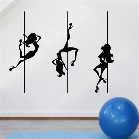 Vinyl Wall Decal Pool Dance Stripper Naked Girls Silhouette Stickers
