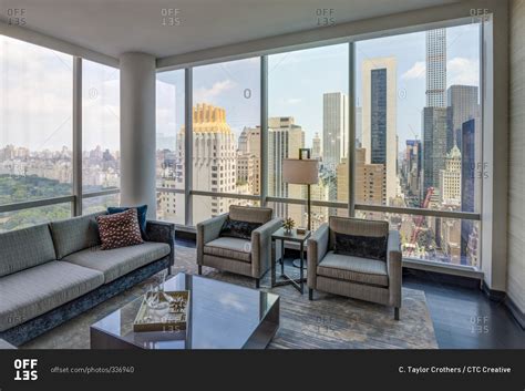 New York Ny July 27 2015 Luxury High Rise Apartment Living Room