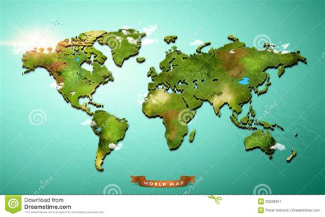 Realistic 3d World Map Stock Illustration Illustration Of Cartography