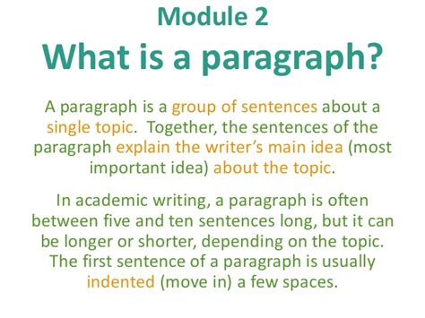 They are wondering how many lines in a paragraph or how many words in a paragraph should be. E3 m2.1. Paragraph
