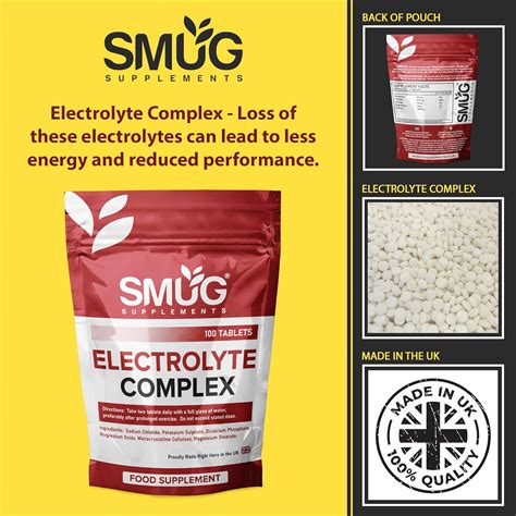 Electrolyte Complex Tablets By Smug Supplements Potassium Magnesium Calcium Chloride And