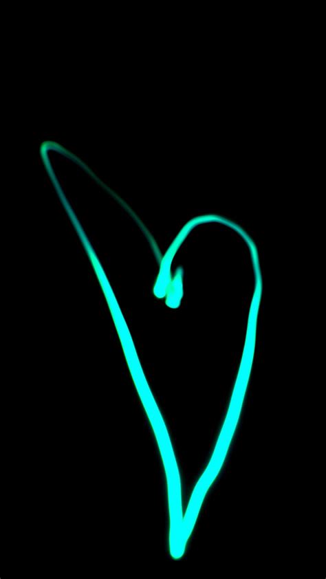 Download Wallpaper 938x1668 Heart Neon Blue Black Background Iphone