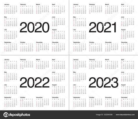 Year Calendar 2019 2020 2021 2022 2023 2024 Calendar Inspiration Design