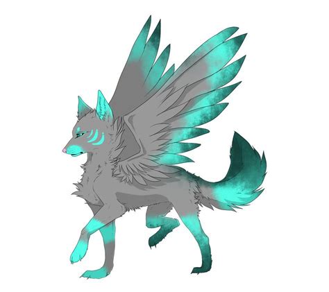 Blue Winged Wolf Adopt Wolf Spirit Animal Anime Wolf Animal Drawings