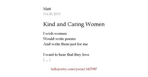Kind And Caring Women By Matt Hello Poetry