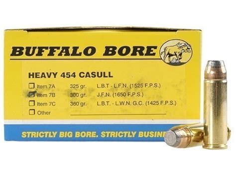 Buffalo Bore Ammo 454 Casull Ammo 300 Grain Flat Nose Box Of 20