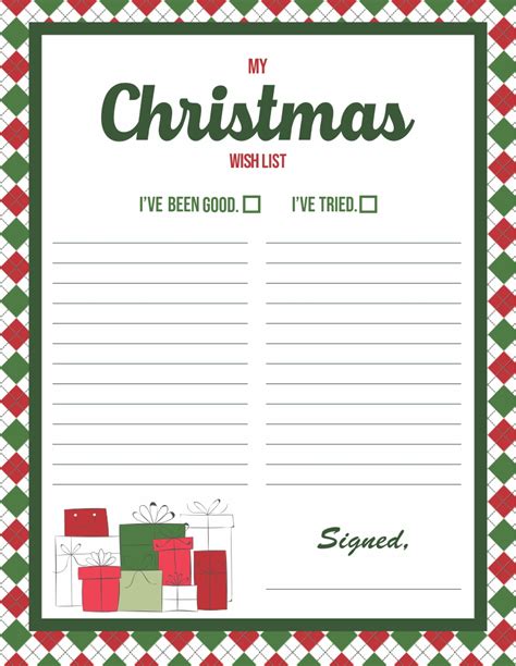 10 Best Printable Christmas List Template