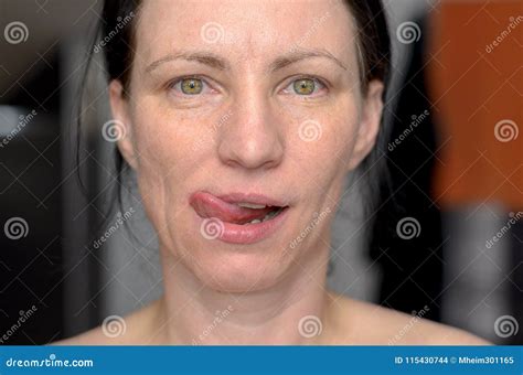 Attractive Sensual Woman Licking Her Lips Stock Photo Image Of