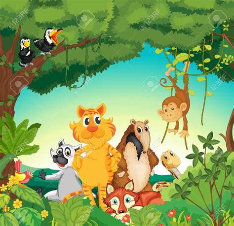 Woodland Forest Habitat Cartoon