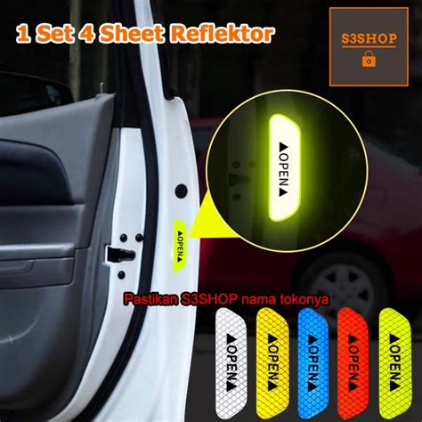 Jual Sticker Reflector Pintu Mobil Open Car Reflective Stiker Open 4pcs
