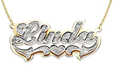 Rylos Personalized Diamond Double Nameplate With Shadow Necklace 14k