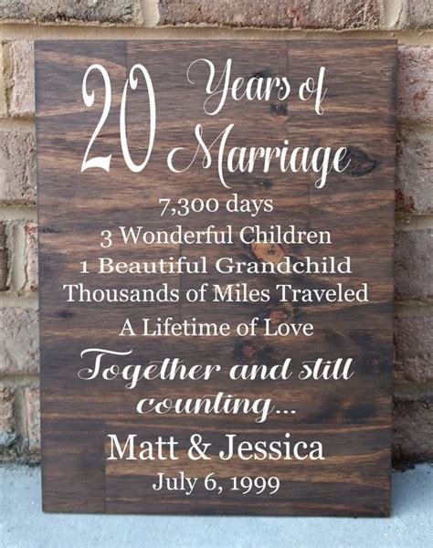 20 Years Of Marriage Hand Painted Wood Sign 20th Anniversary Etsy