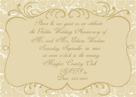 Golden Wedding Anniversary Invitation Templates • Business Template Ideas