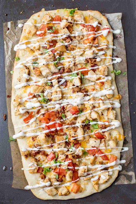 Remove from oven, cool and enjoy! Avocado chicken flatbread pizza recipe made homemade! Easy ...