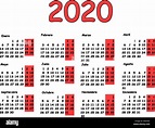 Calendario 2020 español de cuadrícula. La planificación mensual por año ...