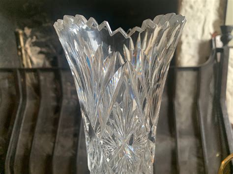 Vintage Abp Cut Crystal Glass Vase Antique Abp Crystal Cut Etsy