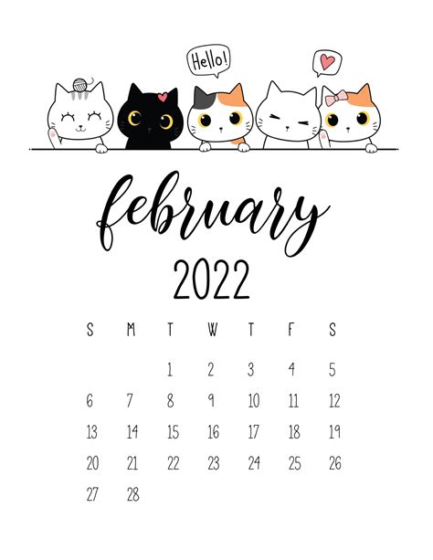 Hello Cuteness Calendars February 2022