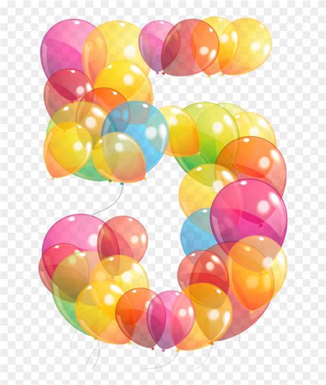 5 Birthday Balloon Number 1 Png Transparent Png Download 741x1024