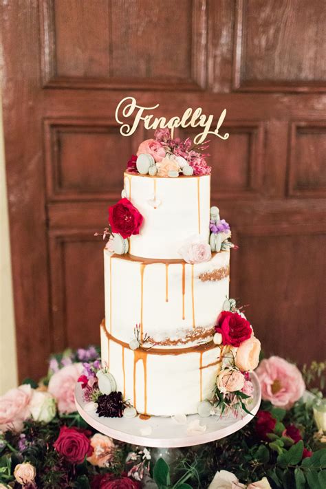 Drip wedding cakes are the newest wedding day dessert trend taking over pinterest. Caramel Drip Naked Cake