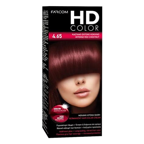 Farcom Βαφή Μαλλιών Hd Color No 465 Καστανό Έντονο Κόκκινο 60ml