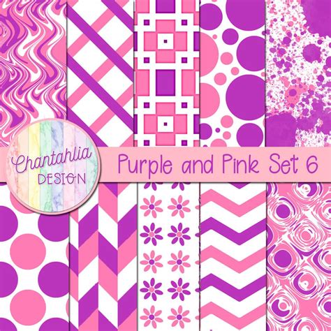Free Purple And Pink Digital Papers With Patterned Designs