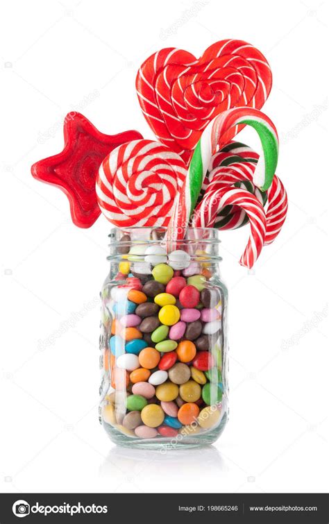 Colorful Sweets Lollipops Candies Isolated White Background Stock Photo
