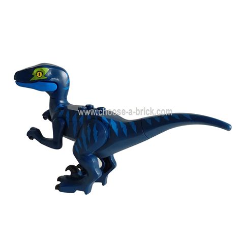 Dark Blue Raptor Velociraptor With Lime Eye Patch Lego Minifigure Jurassic World