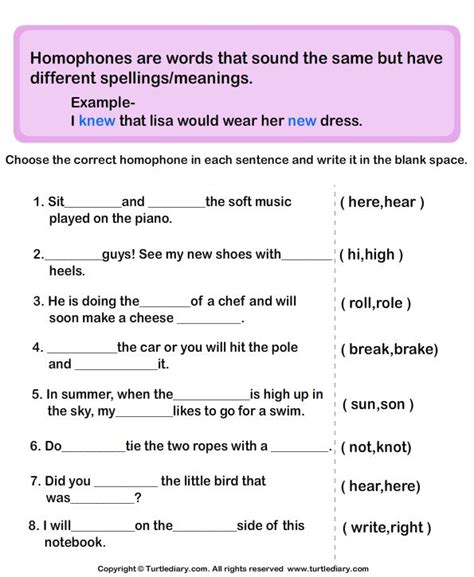 Choose The Correct Homophone Homophones Worksheets Homophones English Vocabulary Words Learning