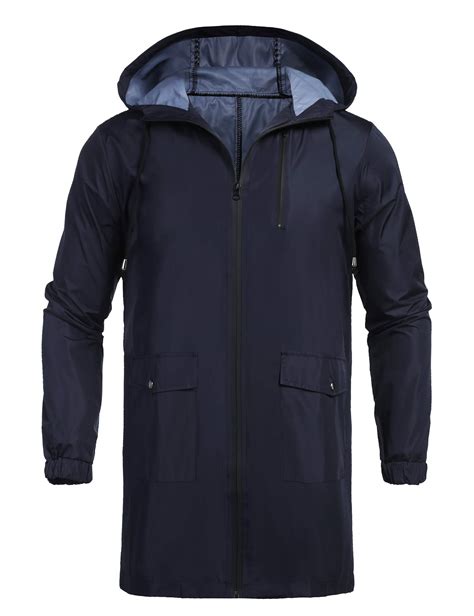 Coofandy Mens Waterproof Hooded Rain Jacket Lightweight Windproof
