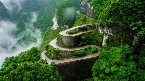 The Winding Road Of Tianmen Mountain National Park Zhangjiajie Hunan