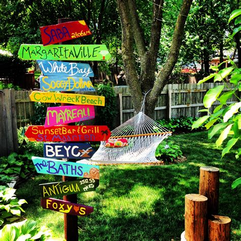 Homemade Caribbean Yard Signs And A Hammock Garden Signs Diy Garden